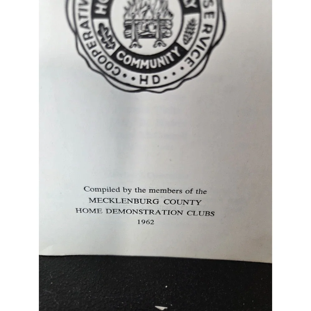 1962 Mecklenburg County NC Home Demonstration Clubs Cook Book Cookbook‎